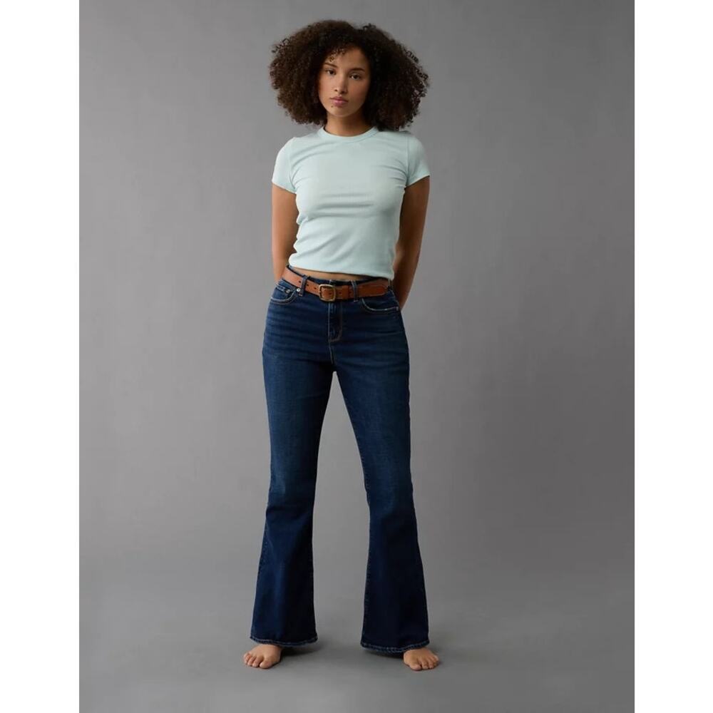 American Eagle AE Curvy Super High-Waisted Flare Jeans sz 4 extra X long WJ190